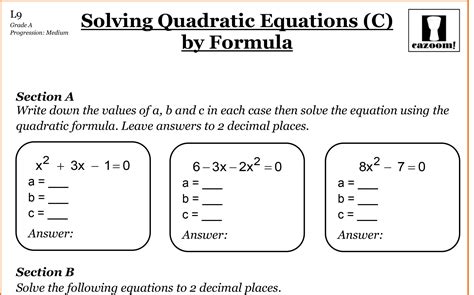 Quadratic Equations Gcse Questions Worksheets - Tessshebaylo