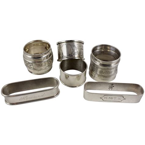 Sterling Silver Antique Napkin Rings, a Mixed Set of Eight For Sale at ...