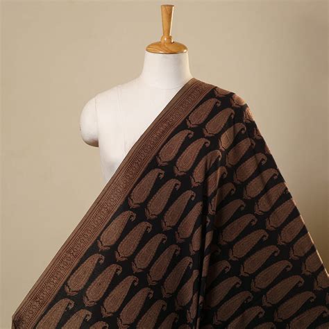 Black Bagh Hand Block Print Natural Dyed Cotton Fabric