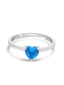 ZAVYA 925 Sterling Silver Blue Heart Rhodium Plated Ring | Gifts For ...