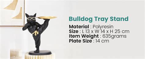 Buy Go Hooked Polyresin Bulldog Storage Tray Stand 25Cm | Dual Serving ...