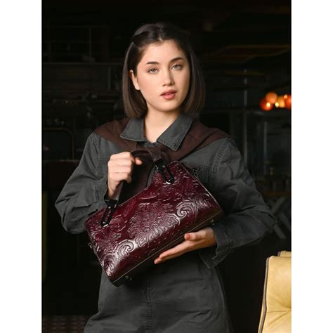 Buy Odette Wine Pu Textured Handbag for Women Online