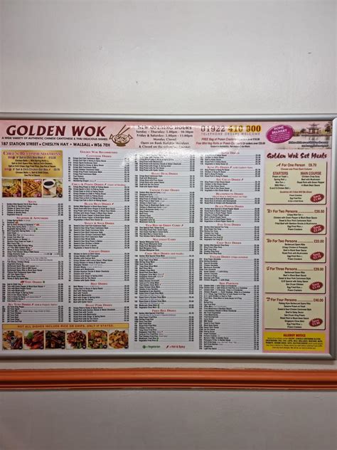 Menu at Golden Wok restaurant, Walsall