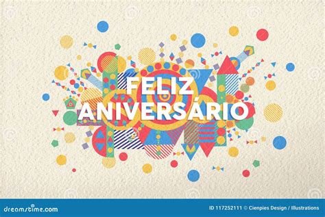 Happy Birthday Card in Portuguese Language Stock Vector - Illustration ...