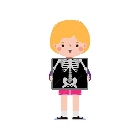 Premium Vector | Cute cartoon american child with xray screen showing internal organs and ...