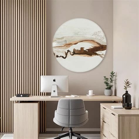 Earthbound Horizons Scandinavian Abstract Round Art Canvas Painting ...