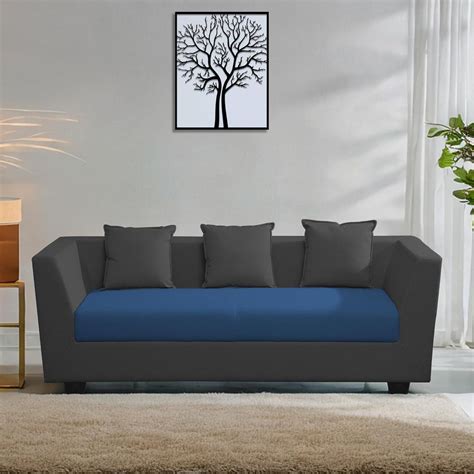 Casaliving Amida 3 Seater Sofa Set for Living Room (Blue Black Colour)