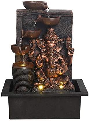 Chronikle Brown & Golden Idle Ganesha Table Top Indoor Water Fountain ...