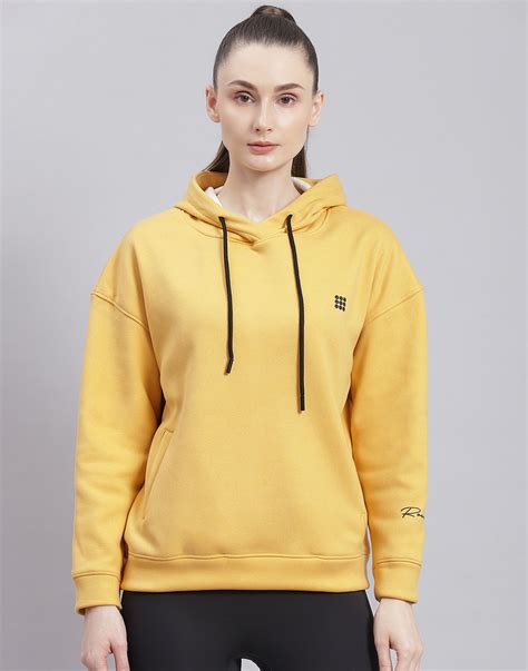 Buy Women Yellow Solid Hooded Full Sleeve Sweatshirt Online in India ...