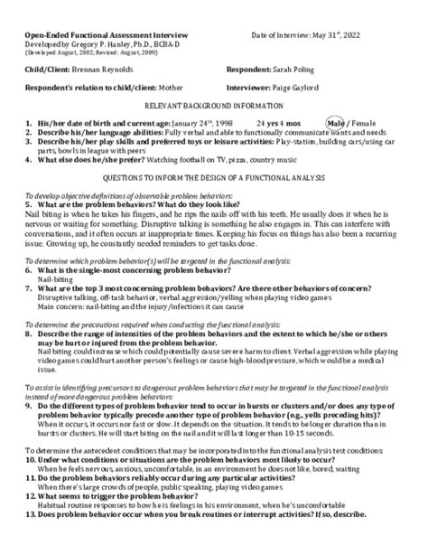 Image result for Functional Assessment Interview