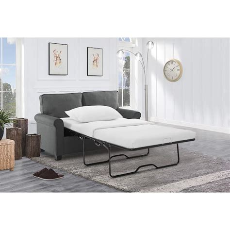 Addison 57 Grey Solid Polyester 2-Seat Twin Sofa Bed with Memory Foam ...