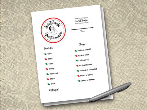 Secret Santa Questionnaire