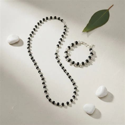 Silver Plated Karungali Malai with Karungali Ghunghroo Bracelet (Govt.