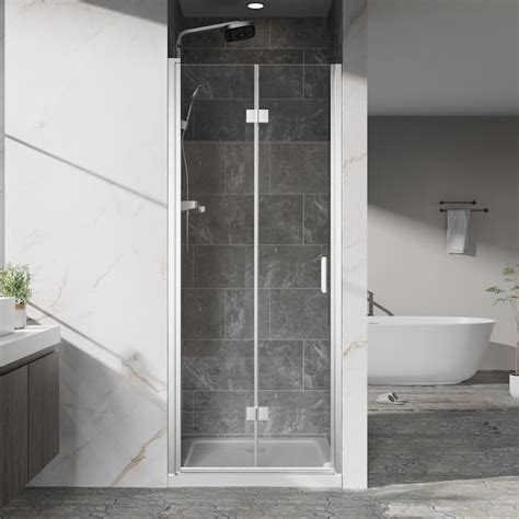 Tatayosi Goodyo Pivot Shower Doors 30 W x 72 H Inches Frameless Bi-fold ...
