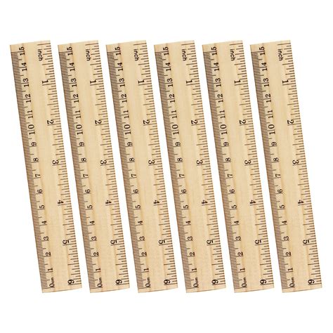 6 Pack Wooden Ruler 6 Inch Rulers Bulk Wood Measuring Ruler for ...