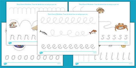 Under the Sea Pencil Control Worksheets