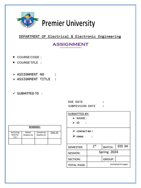 Front Page of Assignment | PDF