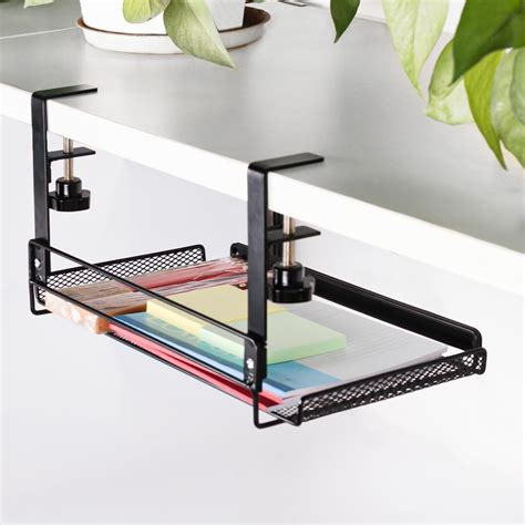 Crobat Under Desk Mesh Tray, Desktop Hanging Organizer Clamp-On Storage ...