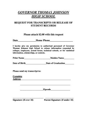 Governor Thomas Johnson High School Transcripts - Fill and Sign ...