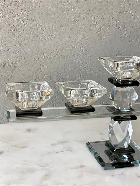 Five Arm Crystal Candle Holders- Black – Mason Home