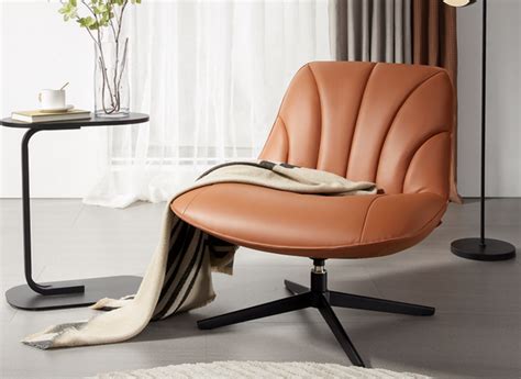 顾家头层牛皮休闲单椅——高颜值贝壳造型，360°旋转支撑脚_沙发_什么值得买