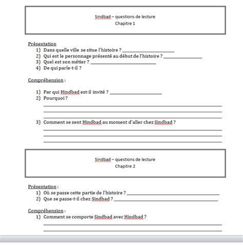 questionnaire sindbad le marin cm2 Android IOS V- 5.51