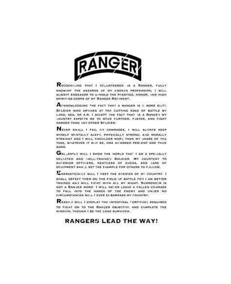 U.S. Army Ranger Creed Military Print or Cut JPEG/PNG/SVG Cricut and ...