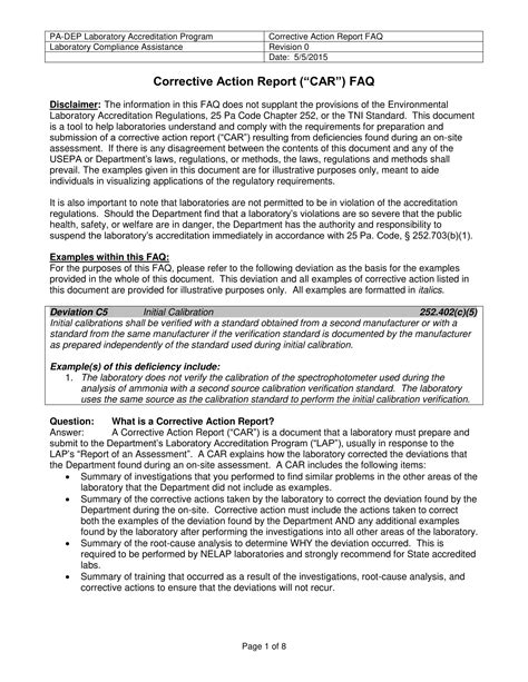 Corrective Action Examples _ Corrective Action Plan Template – YOFR