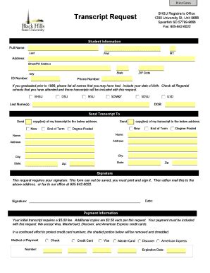 Transcript Request - Bhsu - Fill and Sign Printable Template Online