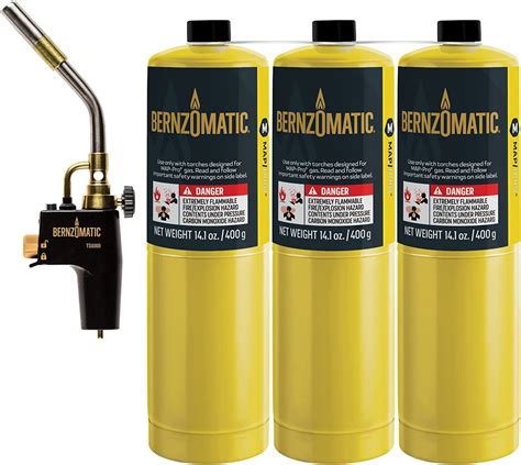 Bernzomatic Map Pro Gas Cylinder 3-Pack with Max Performance Torch ...