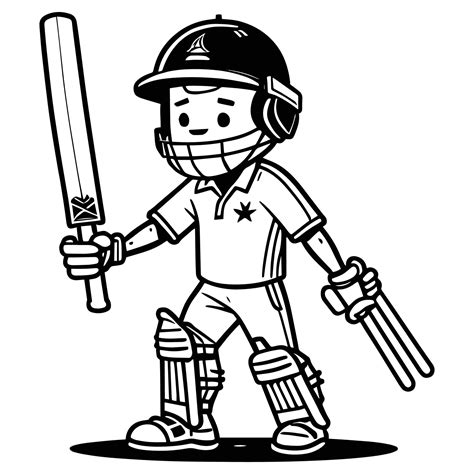 Cricket Player Vector Clipart, Black and white Cricket player vector ...