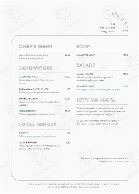 Speisekarte von Lucias Restaurant, Amstelveen