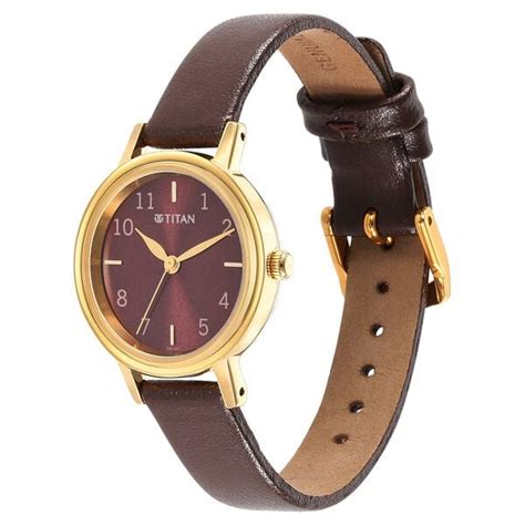 Buy Online Titan Karishma Brown Dial Leather Strap Watch for Women ...