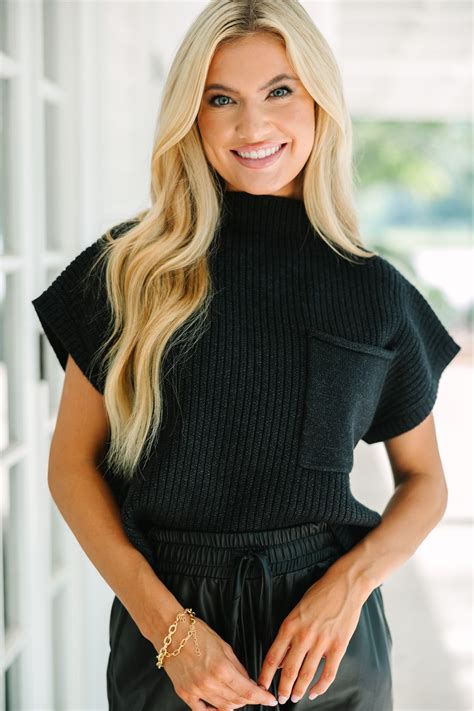 Open Your Mind Black Short Sleeve Sweater - Shop the Mint