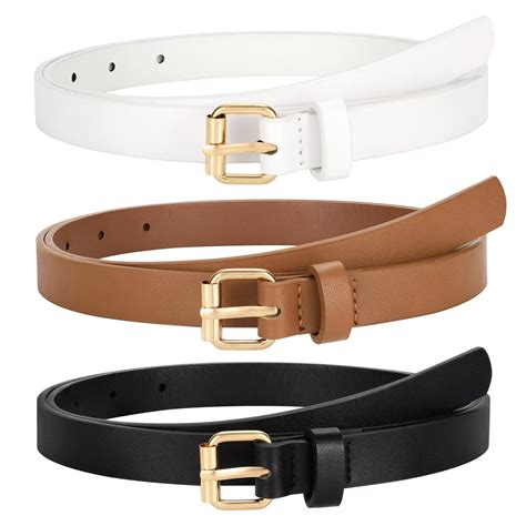 WHIPPY Skinny Women Leather Belts for Dress Skinny Waist Belt for Jeans ...