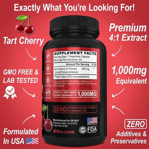 Buy Tart Cherry Extract Capsules Supplement - Purge Uric Acid Cleanse ...