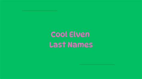 100 Cool Elven Last Names
