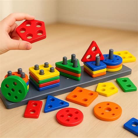 Kidsmate Geometric Plastic Blocks | Sorting & Stacking Toys for ...