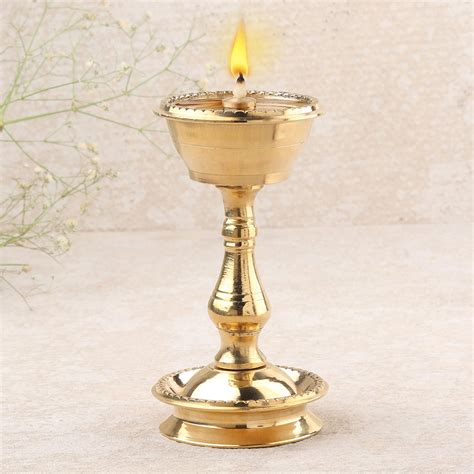 Buy DOKCHAN Pure Brass 4.5 Inch Akhand Pyali Diya with Stand for Home ...