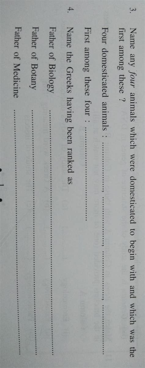 Name any four animals which were domesticated to begin with and which ...