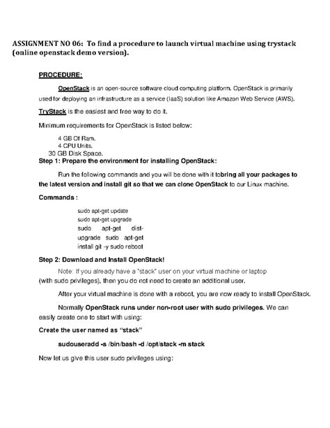 ASS NO 06 Trystack - ASSIGNMENT NO 06: To find a procedure to launch ...