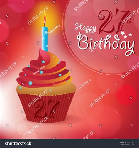 Happy 27th Birthday Greeting Invitation Message: vector de stock (libre ...