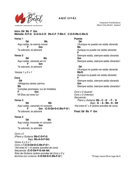 Aquí estás - Partitura - A Q U Õ E S T ¡ S IntÈrprete: Priscilla Bueno ...