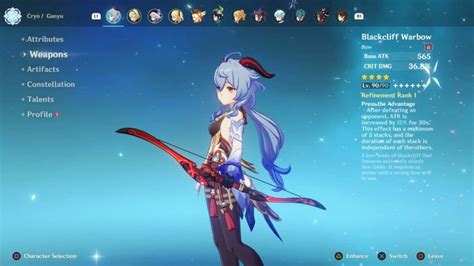 Best Ganyu Bow Tier List & ATK Combo For DPS Role