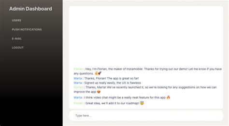 Image result for Admin Panel of Chat App