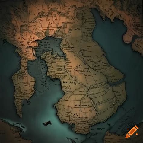 Upside-down map of europe with unique landmarks on Craiyon