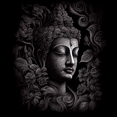 Divine Detail: Pencil Art Print of Lord Buddha Face on Intricately Det