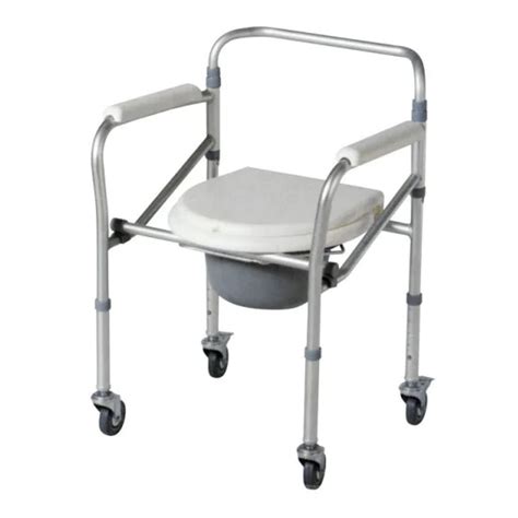 Aluminium Height Adjustable Commode Chair with Wheels @ Rs 5686