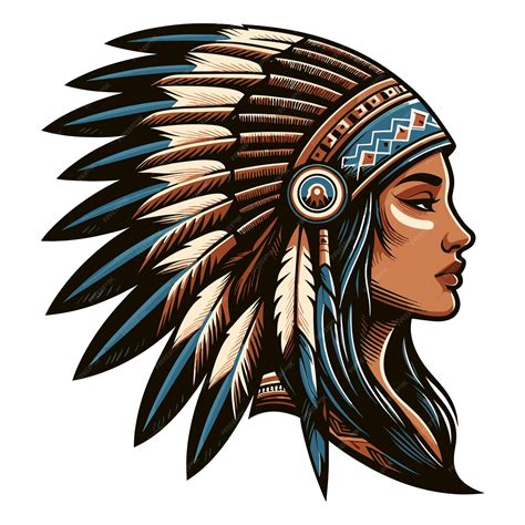 Vector de rosto de mulher indígena americana cabeça de mulher indígena ...