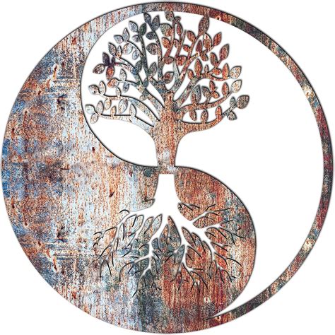 Venovez Yin Yang Wall Decor Wood-Metal Tree of Life India | Ubuy